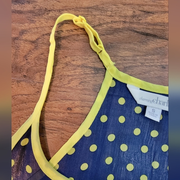 Charming Charlie Polka Dot Sheer Bright Size Small Tank Top - Picture 5 of 9